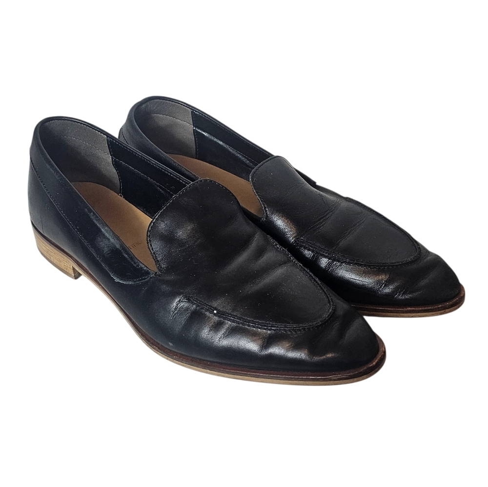 Everlane Black Leather Slip-On Loafers Women's Size 9.5 Fall Work Office Italian - Picture 2 of 16